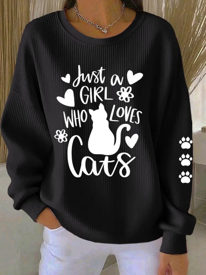 Women's Cute Cat Print Casual Sweatshirt