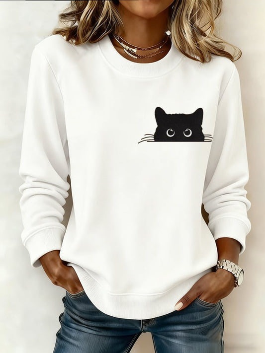 Women's Cat Casual Crew Neck Sweatshirt