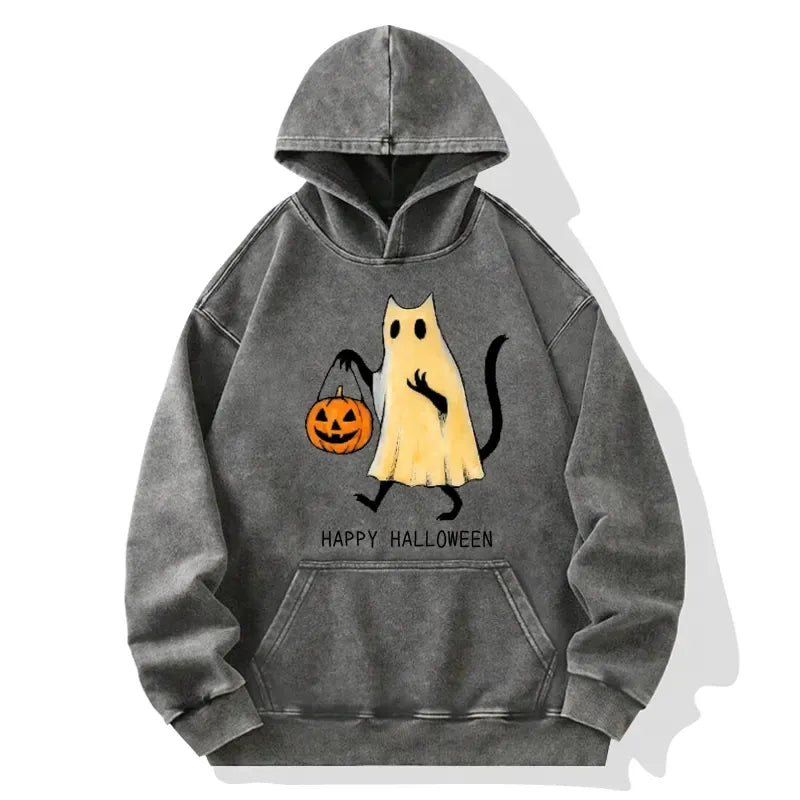 Halloween Cat Soul Washed Hoodie