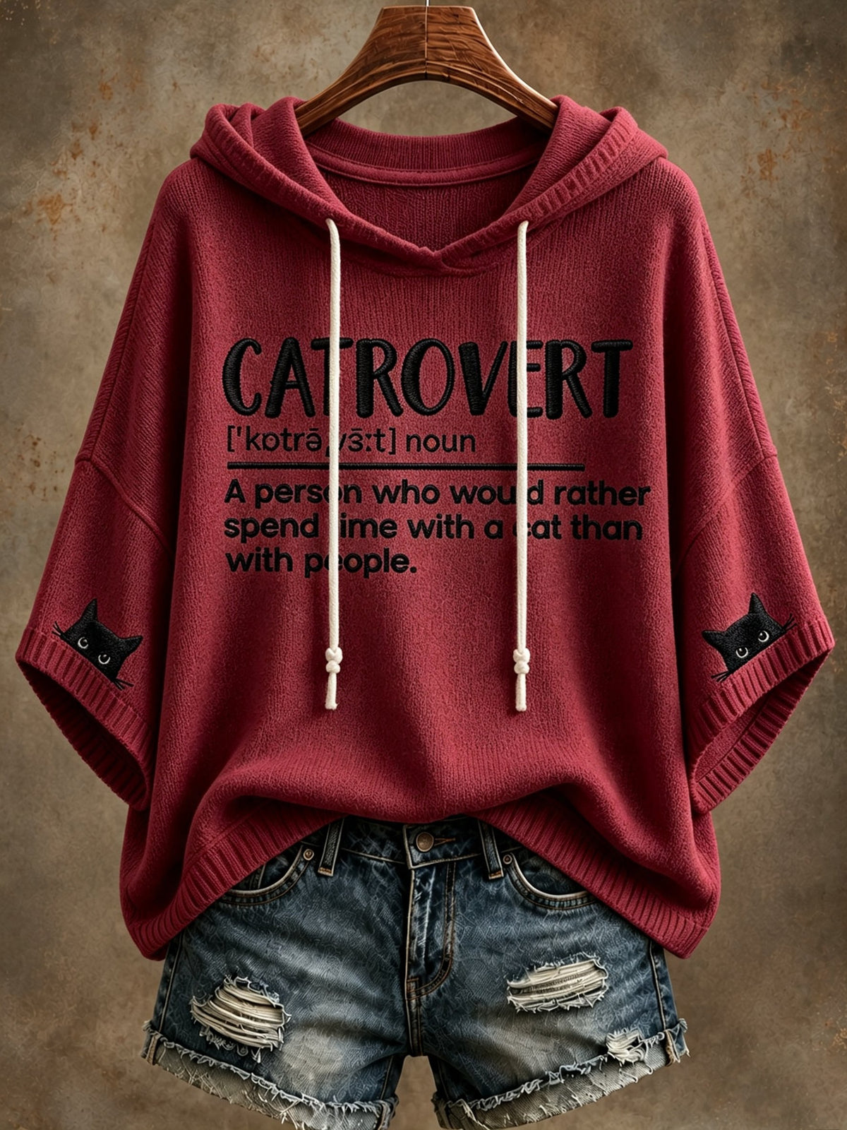 Women's Healing Cat Hooded Top