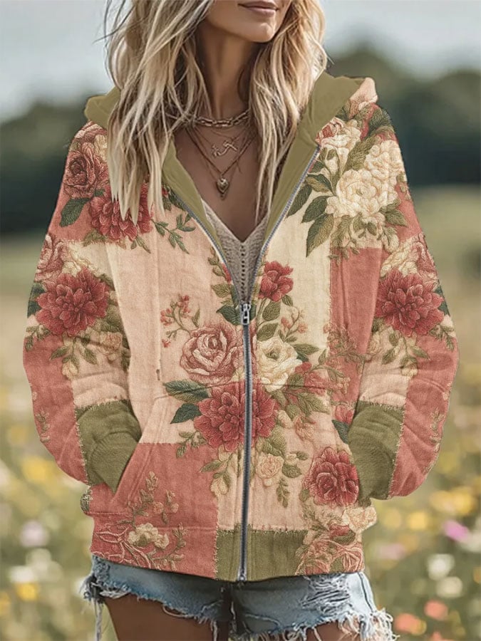Women's Breast Cancer Print Casual Hooded Sweatshirt