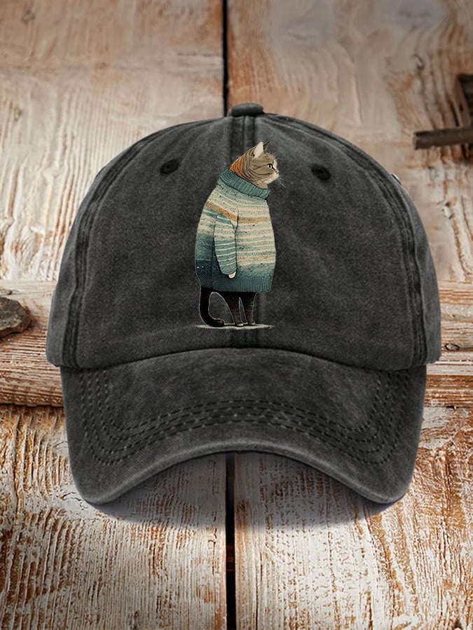 Winter Cat Print Hat