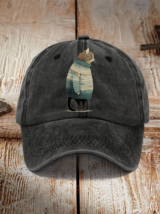Winter Cat Print Hat