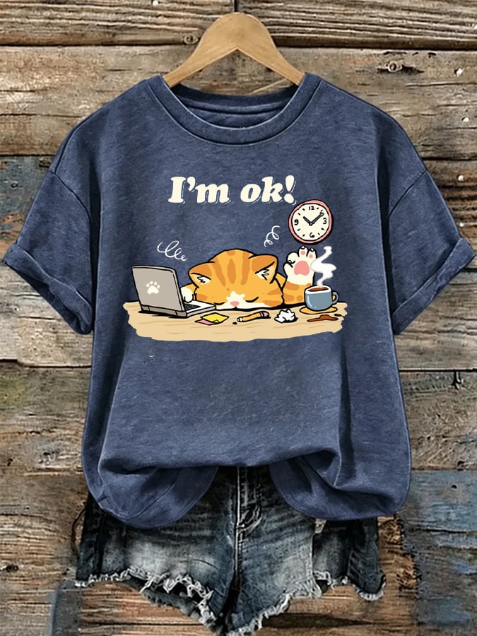 Women's “Funny Cat  Im Ok ” Casual T-Shirt