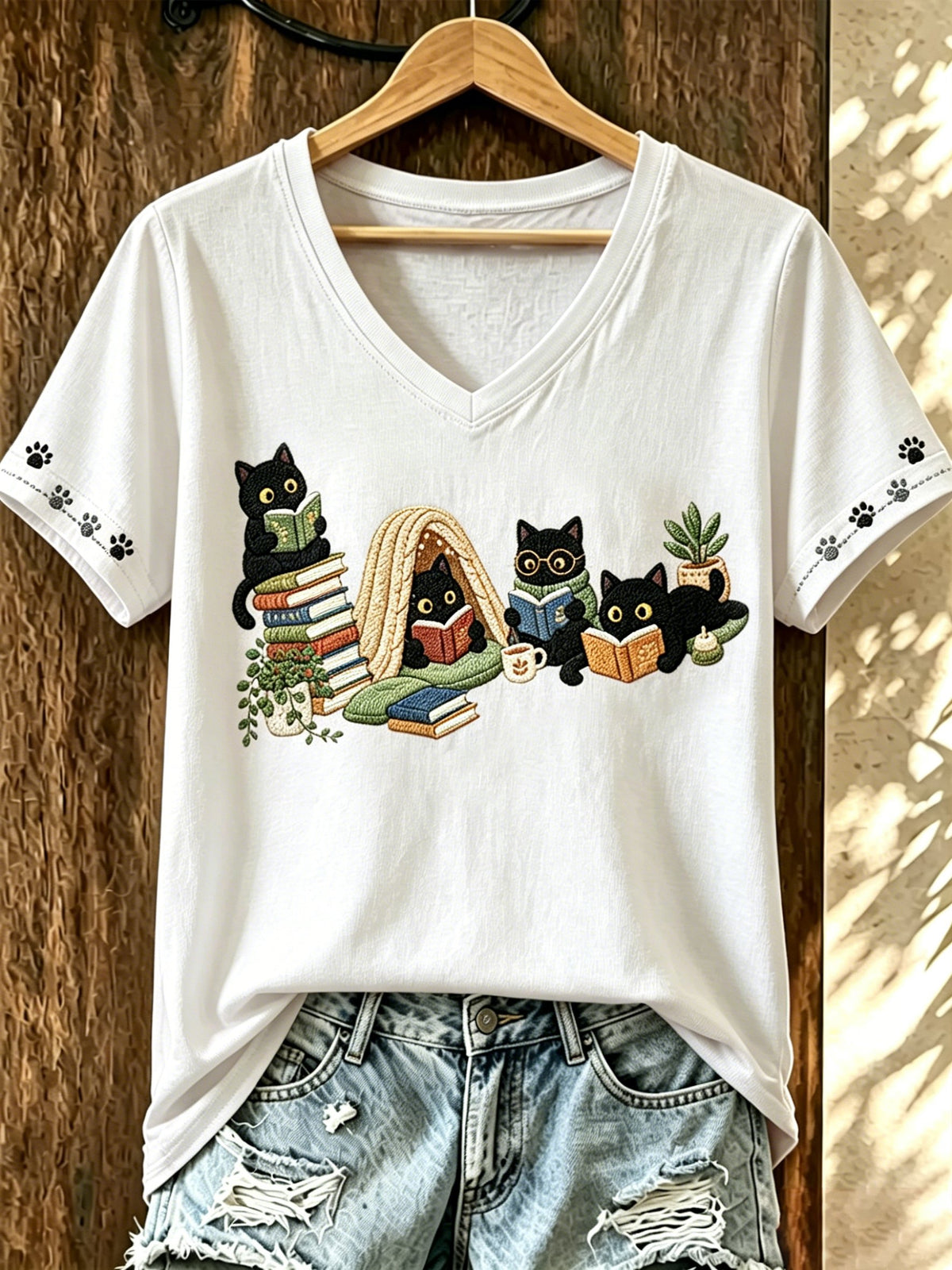Women's Cat-Print Top