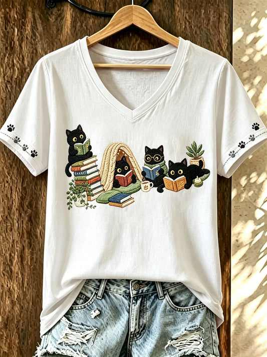 Women's Cat-Print Top