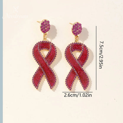 Red Ribbon Love Milk Day Holiday Drip Oil Set Diamond Earrings