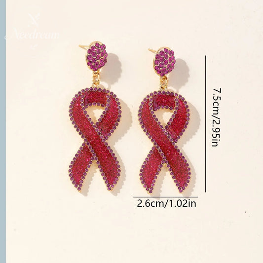 Red Ribbon Love Milk Day Holiday Drip Oil Set Diamond Earrings