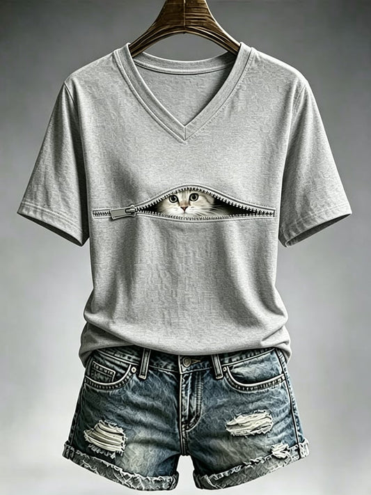 Women's Cute Cat  Print Casual T-shirt