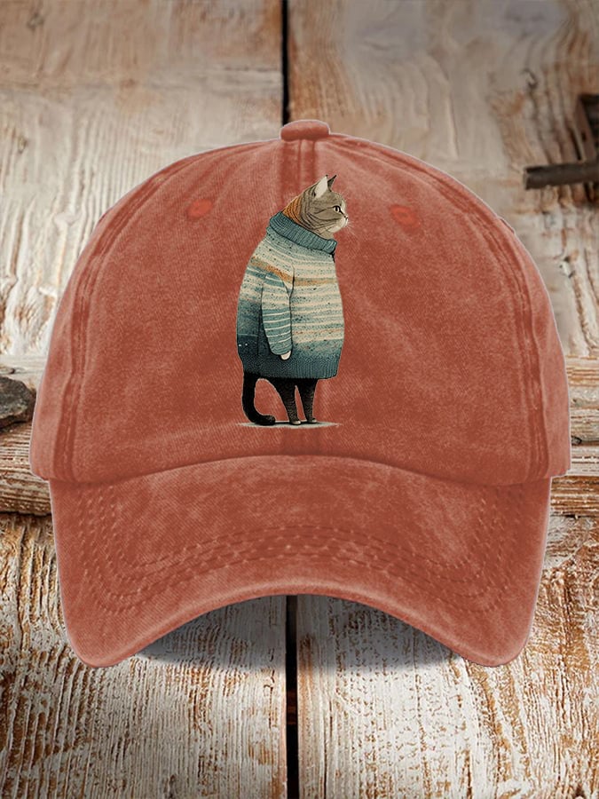 Winter Cat Print Hat