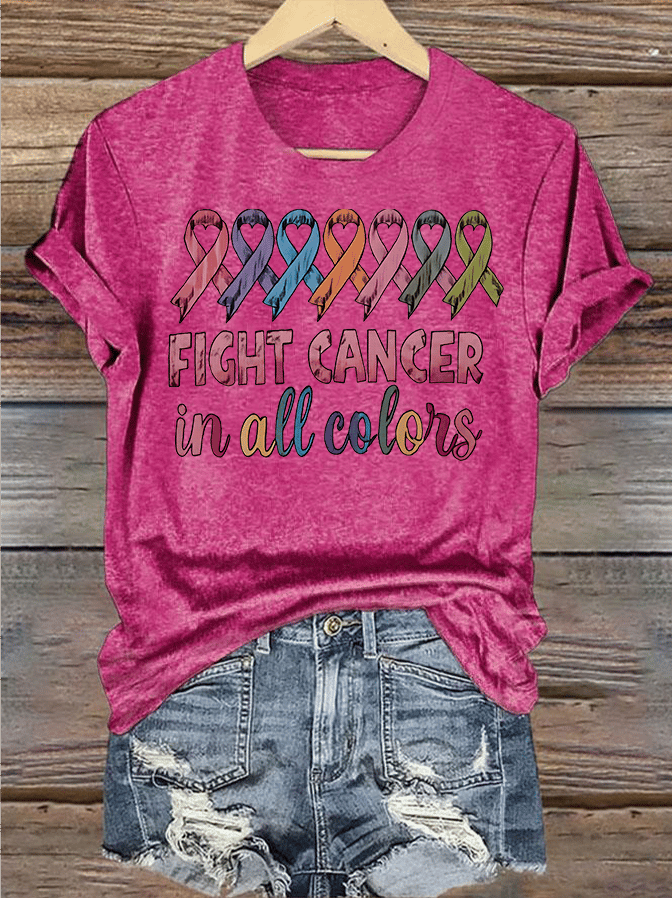 Women's  FIGHT CANCER in all colors  Print T-Shirt