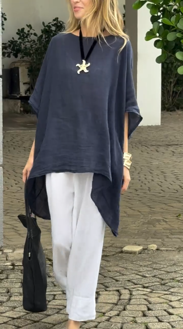 🌿 Linen Cotton Batwing Top