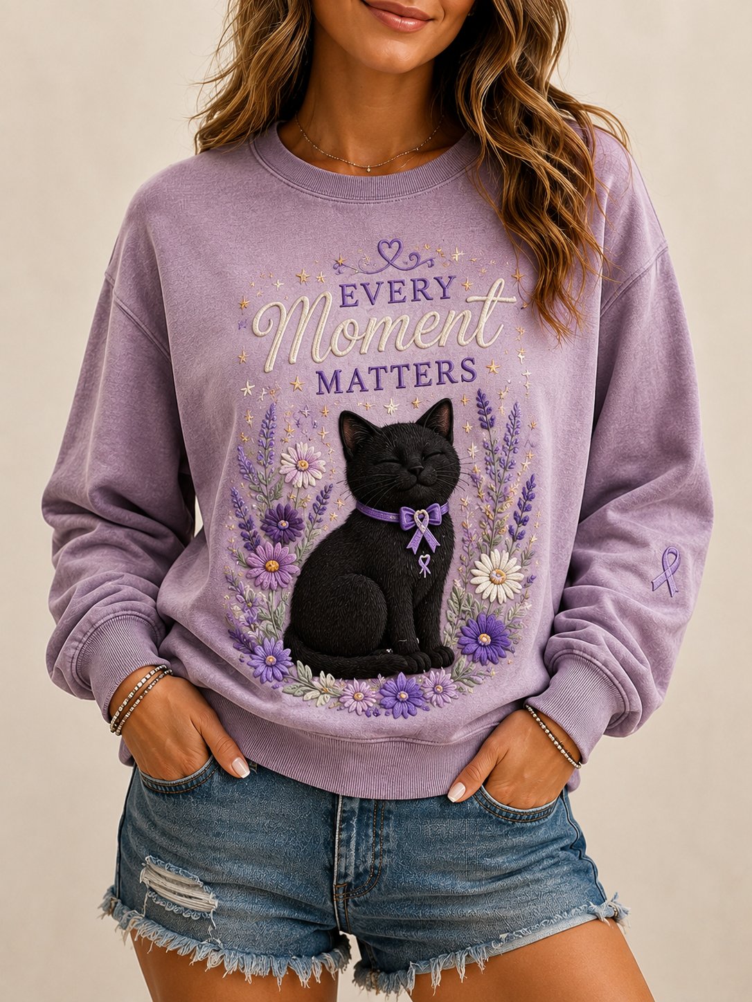 Women Alzheimer's Awareness Print Sweatshirt