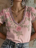 Women's Pink Art Printed T-Shirt