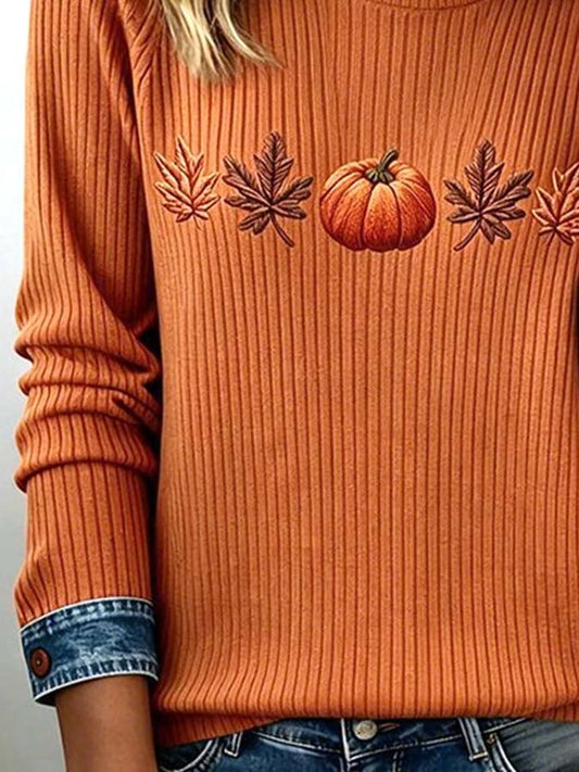 Women'S Casual Pumpkin Print Autumn Top