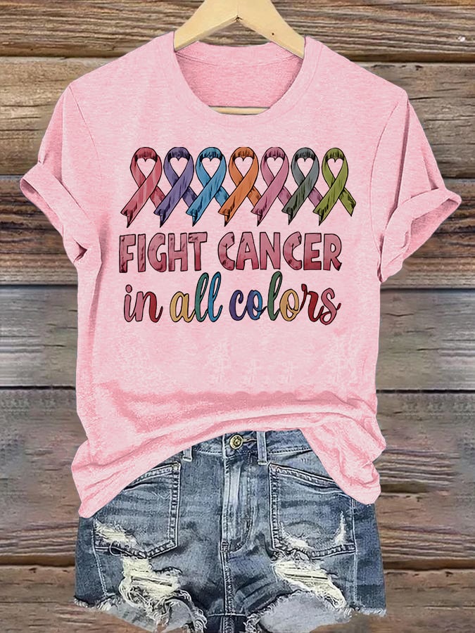 Women's  FIGHT CANCER in all colors  Print T-Shirt