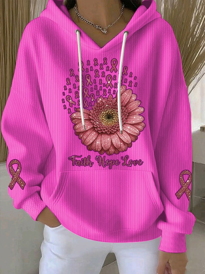 Women's Breast Cancer Awareness Print Comfort Hoodie