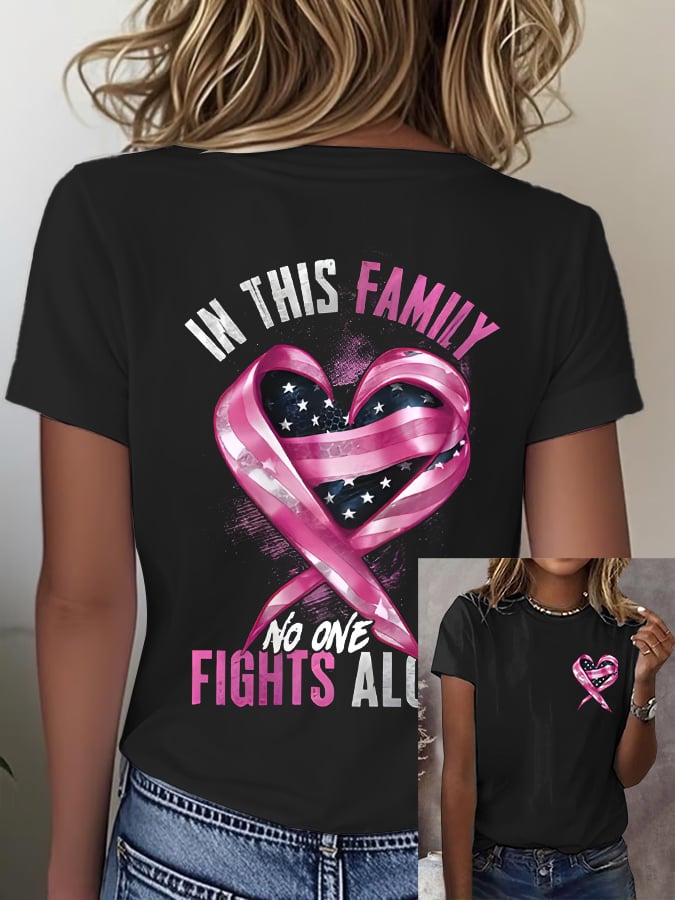 Women'S Casual Breast Cancer Awareness Print Short Sleeve T-Shirt