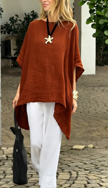 🌿 Linen Cotton Batwing Top