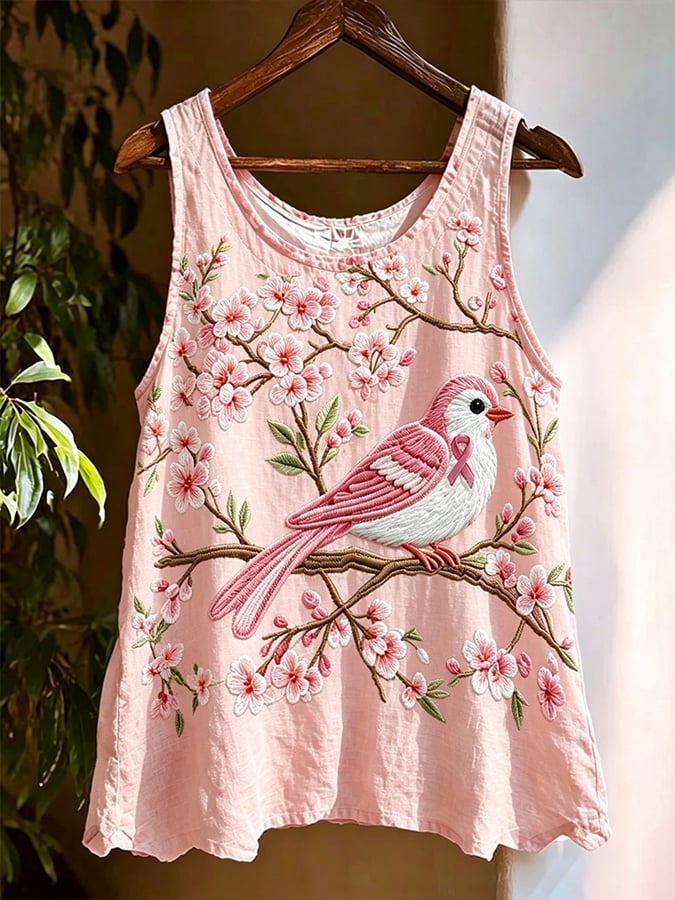 Women's Breast Cancer Awareness Casual Cotton-Linen Vest