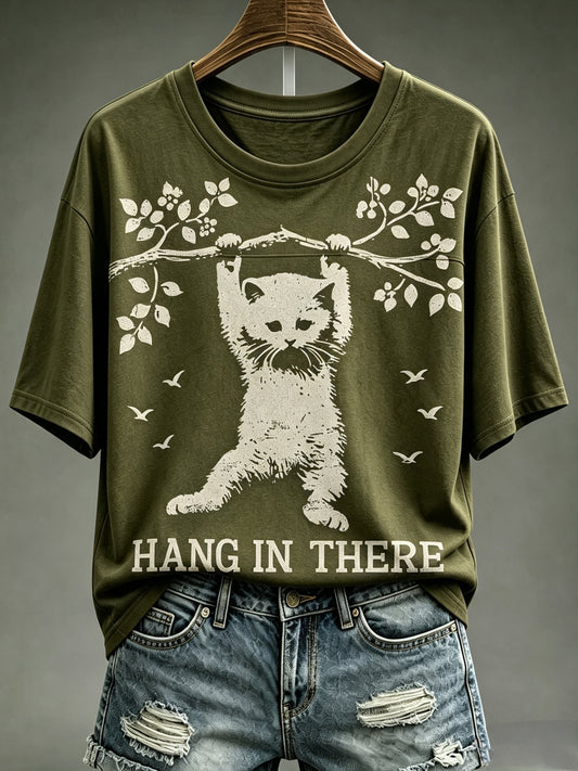 Women's Healing Cat Round Neck Top