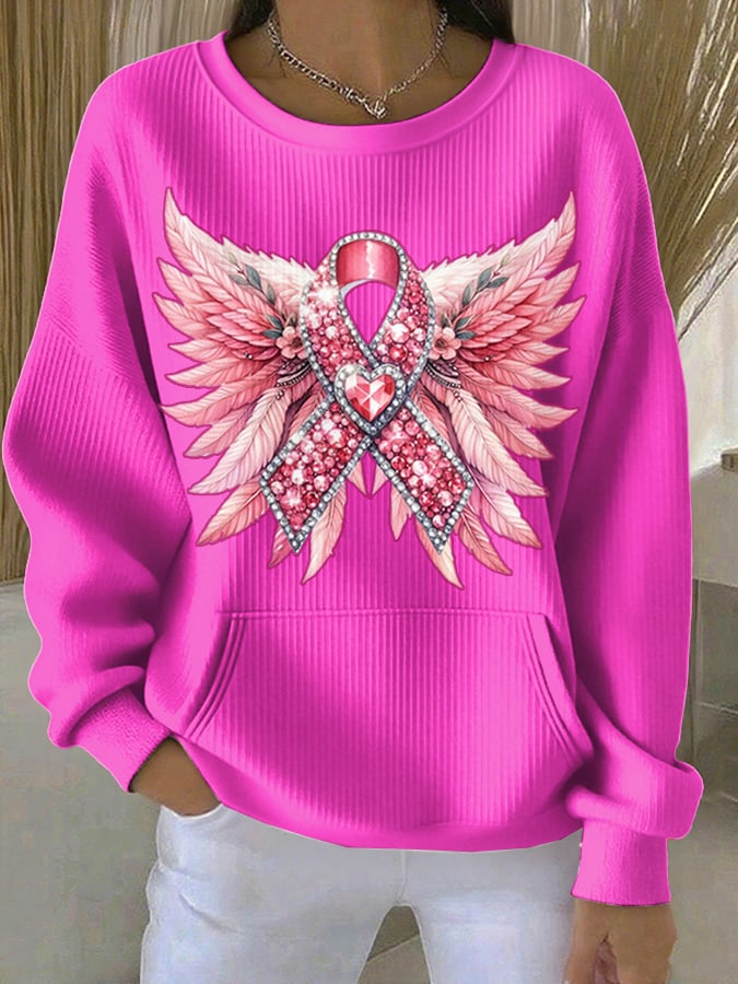 Women's Breast Cancer Awareness Print Comfort Sweatshirt