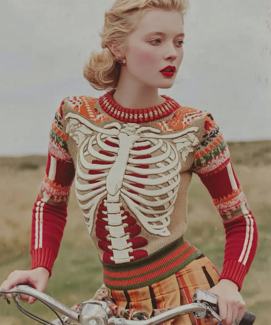 Vintage Halloween Anatomy Art Chunky Knitted Sweater