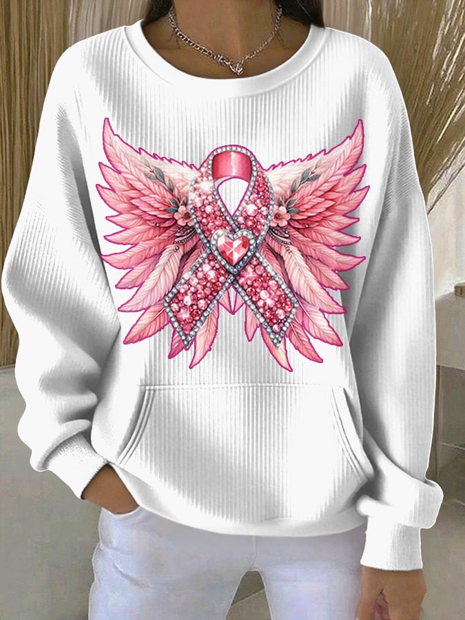 Women's Breast Cancer Awareness Print Comfort Sweatshirt