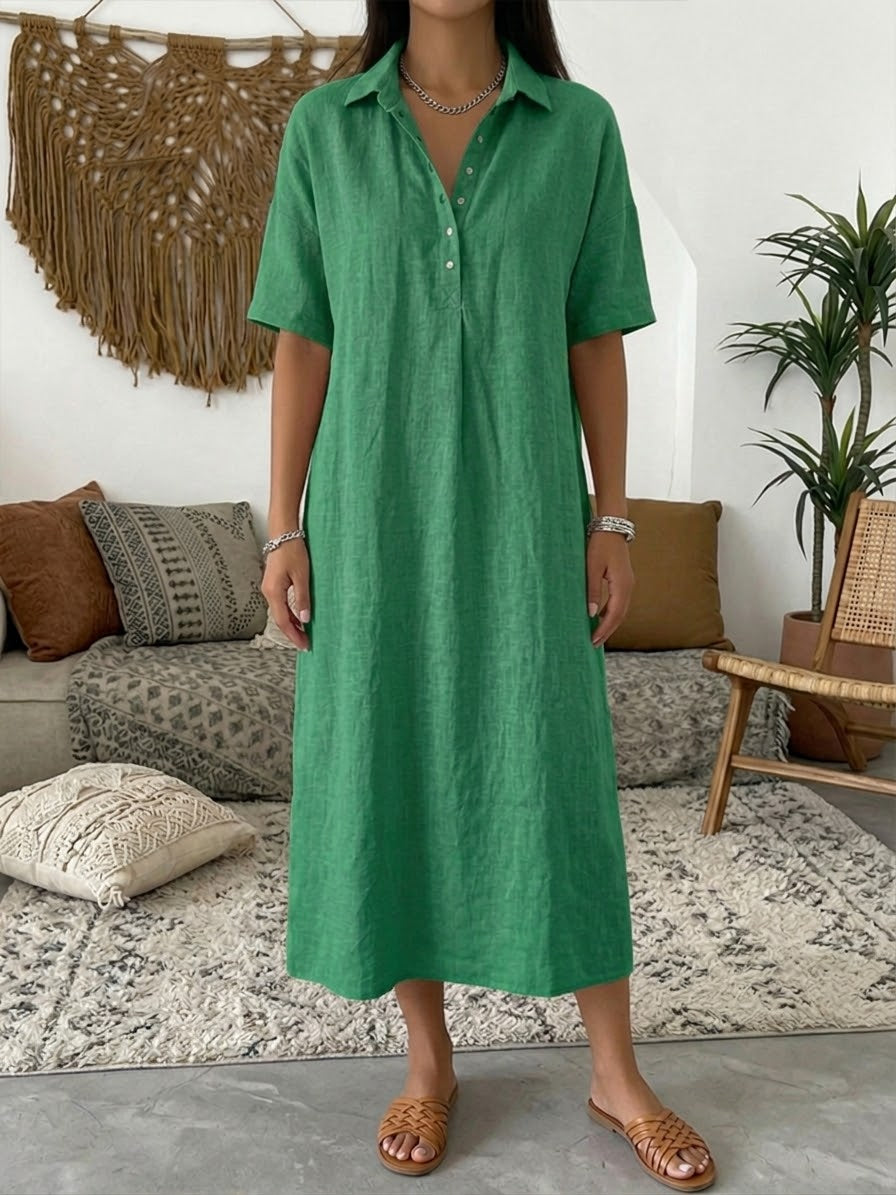 🌿Women’s Cotton Linen Polo Dress