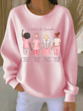 Women's Pink Print Casual Hooded Sweatshirt