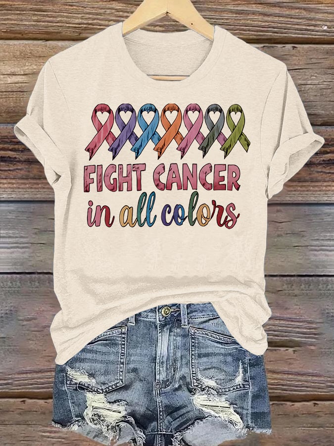 Women's  FIGHT CANCER in all colors  Print T-Shirt