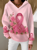 Women's Breast Cancer Print Fleece Lined Hoodie