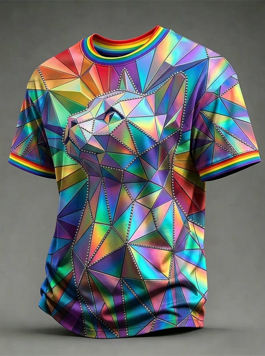 Men's Pride Month Cat Graphic Short-Sleeve T-Shirt