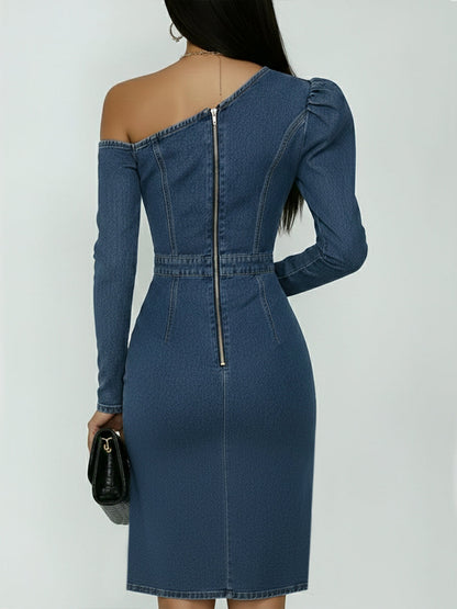 Casual Off-the-shoulder Denim Dress