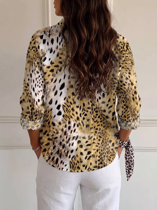 Women's Leopard Print Casual Long-sleeve Shirt