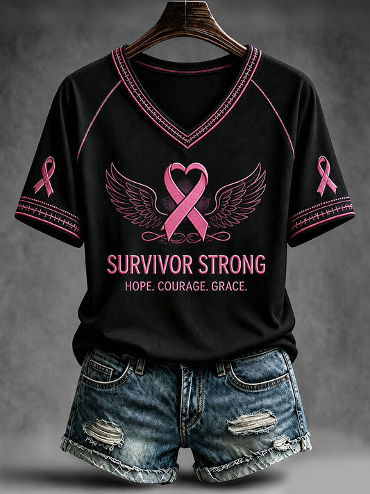 Women's Survivor Strong V-neck T-shirt