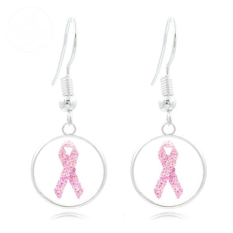 Pink Ribbon Time Gem Earrings