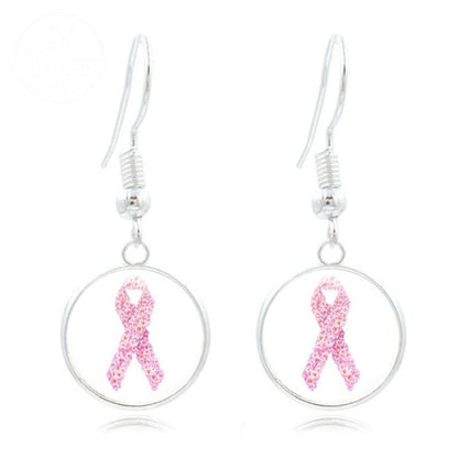 Pink Ribbon Time Gem Earrings
