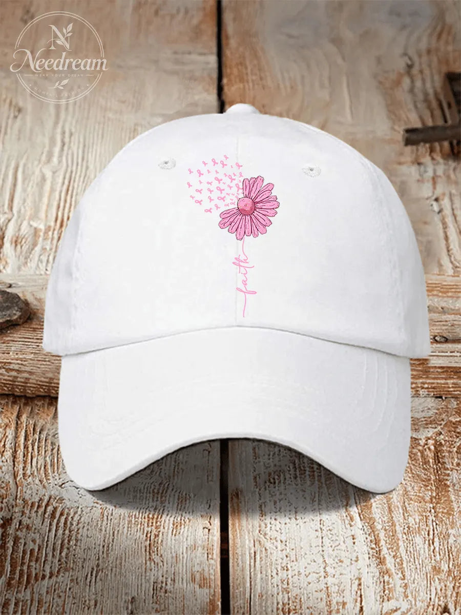 Unisex Breast Cancer Faith Print Baseball Cap