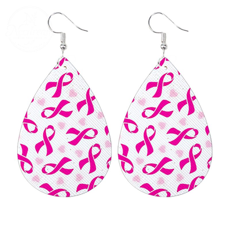 Caring For AIDS Pink Water Drop Earrings