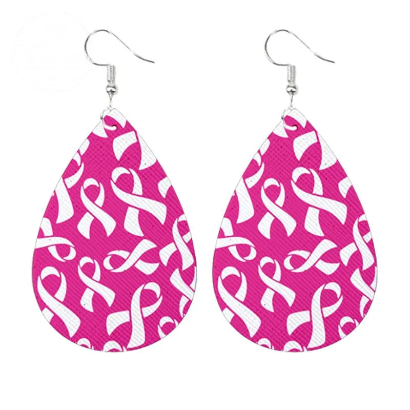 Caring For AIDS Pink Water Drop Earrings