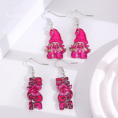 Pink Bow Ribbon Earrings