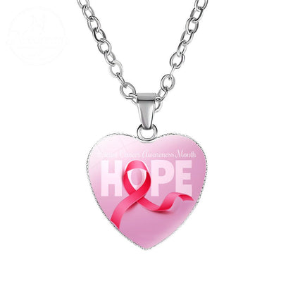 Promote Women'S Breast Logo Pink Ribbon Necklace