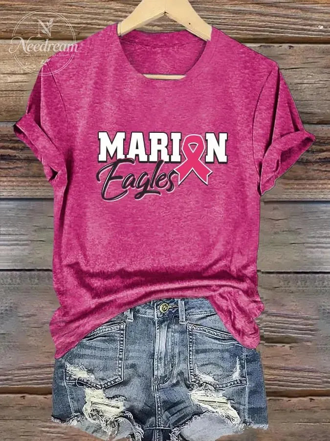 Women's Casual Breast Cancer Awareness Crew Neck Short Sleeve T-Shirt