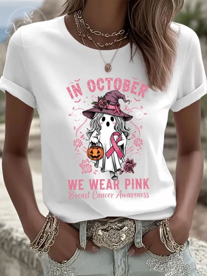 Women's  Breast Cancer Print T-Shirt