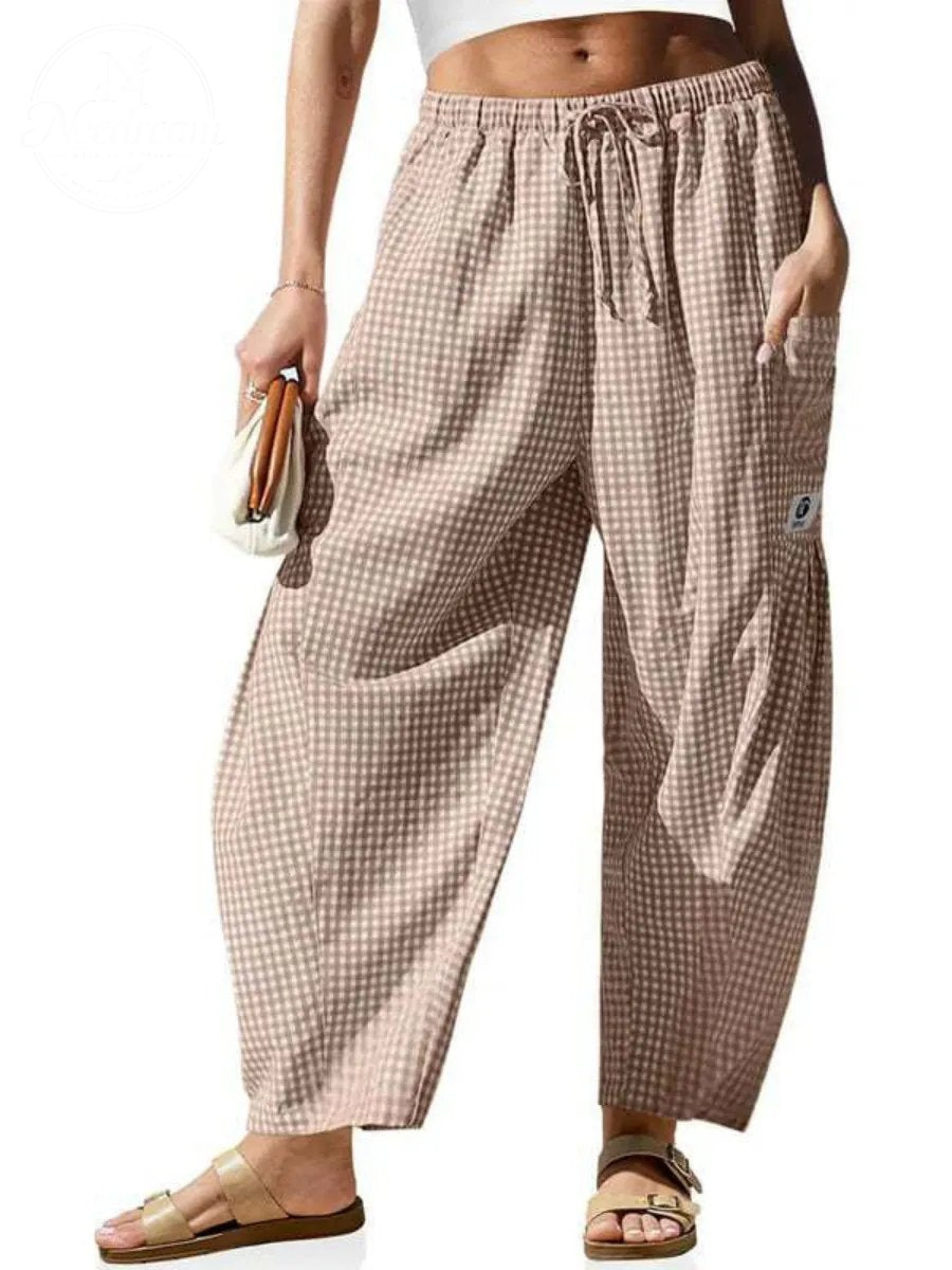 Women's Wide Leg Gingham Striped Plaid Pants