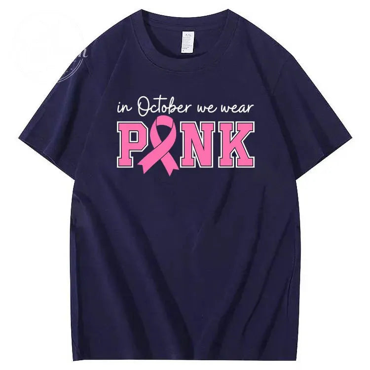 In October We Wear Pink Pattern100% Cotton T-Shirt