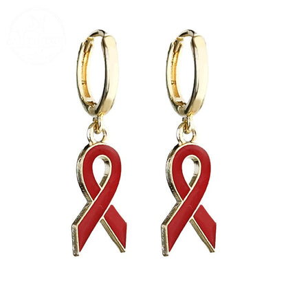 AIDS HIV Awakening Day Red Ribbon Care Activity Earrings