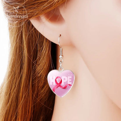 AIDS Breast Prevention Badge Earrings