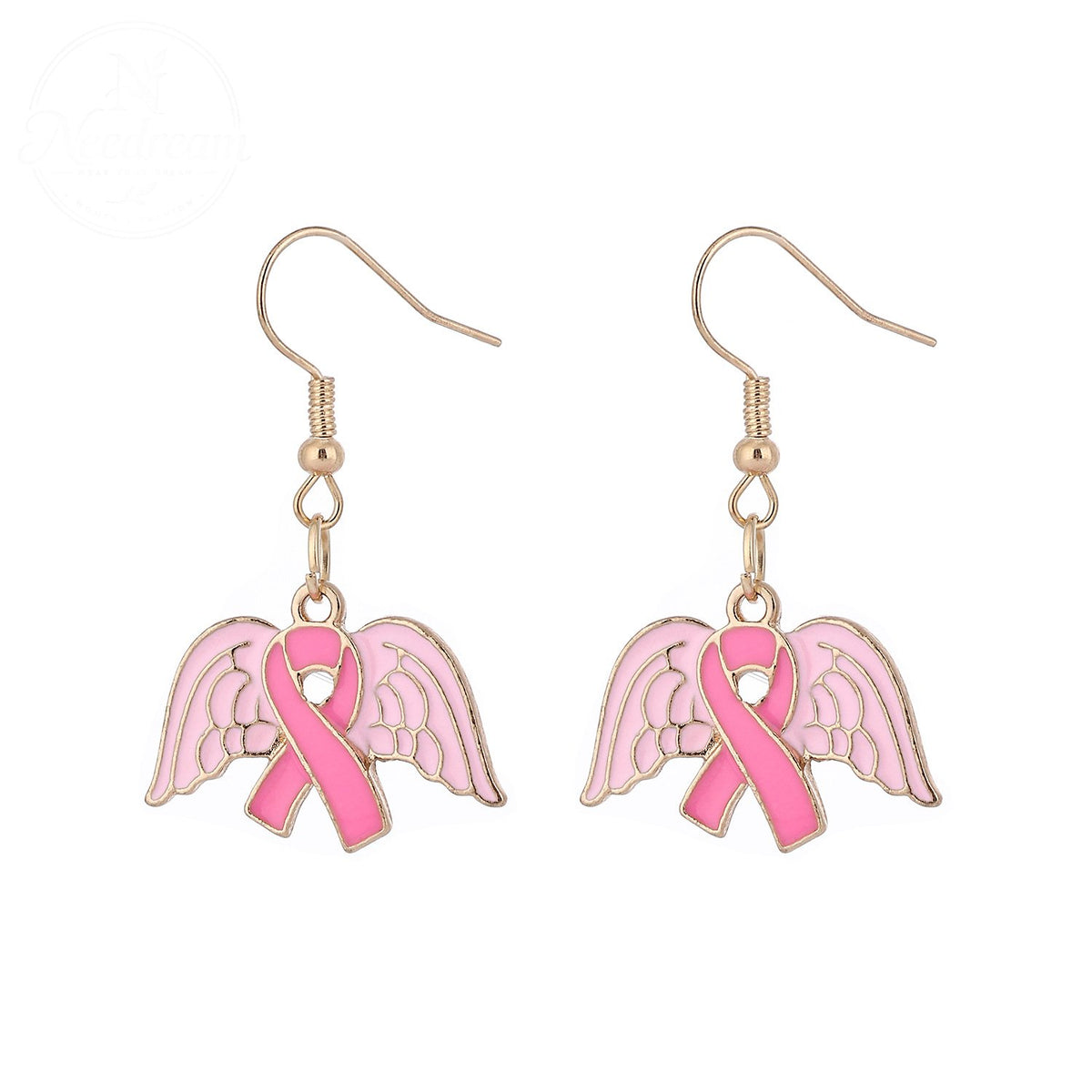 Pink Ribbon Heart Health Breast Cancer Earrings